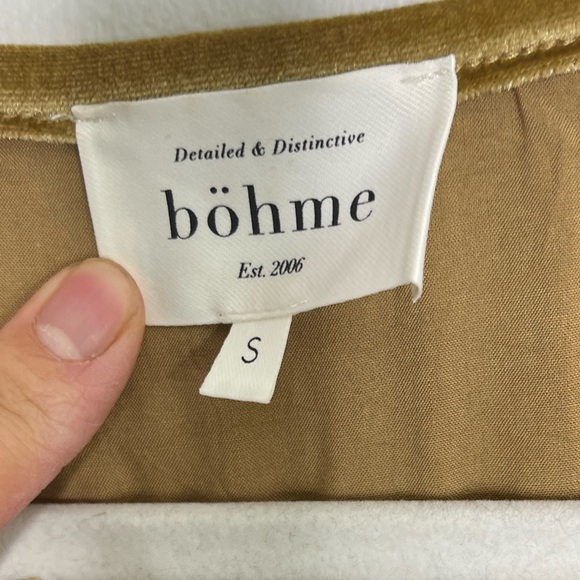 Bohme Gold Velvet Velour Tiered Smocked Festive Maxi Dress Sz Small Worn Once - Picture 6 of 10